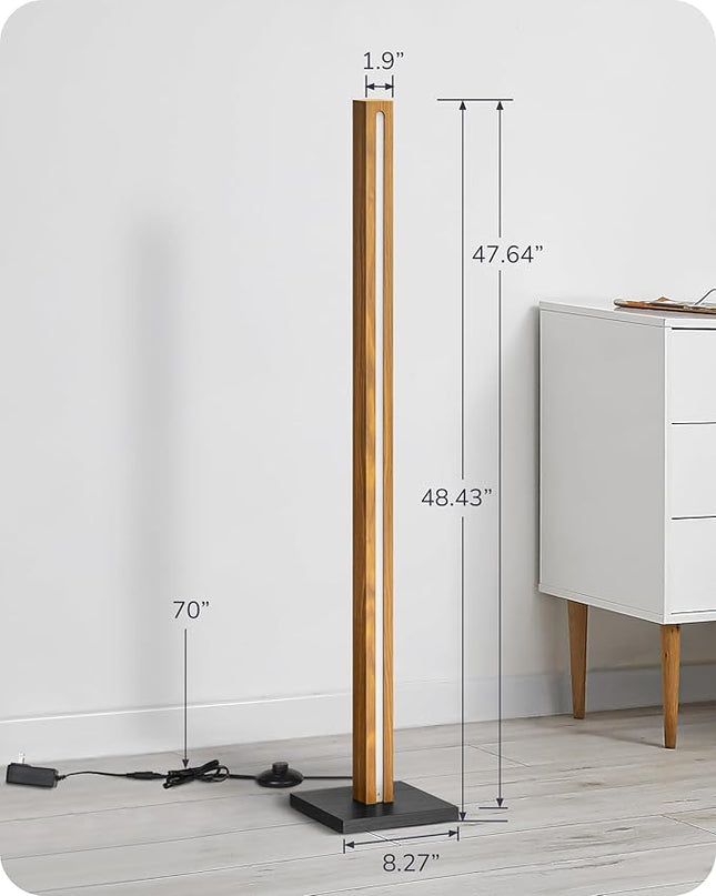 EDISHINE Mid Century Modern Floor Lamp with Remote, Dimmable Wood LED Corner Light, Minimalist Standing Mood Lighting for Living Room, Bedroom, Office, 7 Color Temperature 2700K~6000K, 46" - LeafyLoom