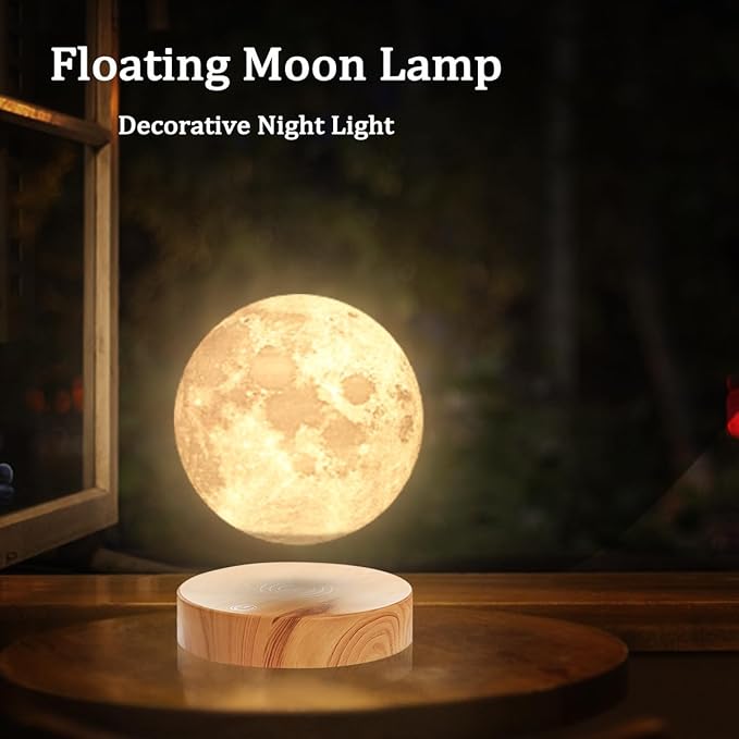 VGAzer Levitating Moon Lamp,Floating Moon lamp,Floating and Spinning in Air Freely with 3D Printing Moon Lamp Has 16 Colors 20 Modes for Unique Christmas Gifts,Room Decor,Office Toys - LeafyLoom