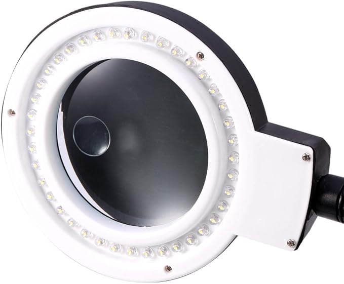 Magnifier with Light and Stand,Adjustable 40 LED Magnifying Desk Lamp Light Magnifier & Desk Lamp Illuminated Lighting 5X 10X Stand Magnifier Crafts Glass Tabletop Lamp with Pen Container - LeafyLoom