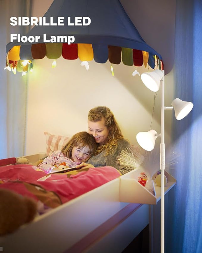 White Floor Lamp, 36W Modern Dimmable Standing Lamp 2700-6500K, 3 Rotatable LED Lights Reading Tall Lamp, Touch & Remote Control Floor Lamps for Living Room Bedroom Office - LeafyLoom