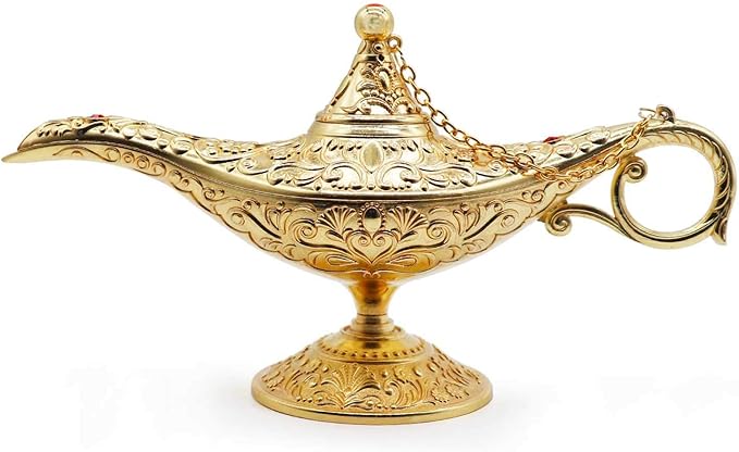 Classic Vintage Collectable Rare Legend Aladdin Magic Genie Costume Lamp Home Table Decoration & Gift, Gold - LeafyLoom