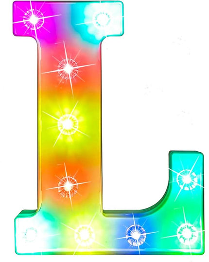Light Up Letters Lights, 26 Alphabet Light Up Marquee Letters Sign, Light Up Letters Wedding/Birthday Party Night Light Home Bar Decoration-(Colorful L) - LeafyLoom