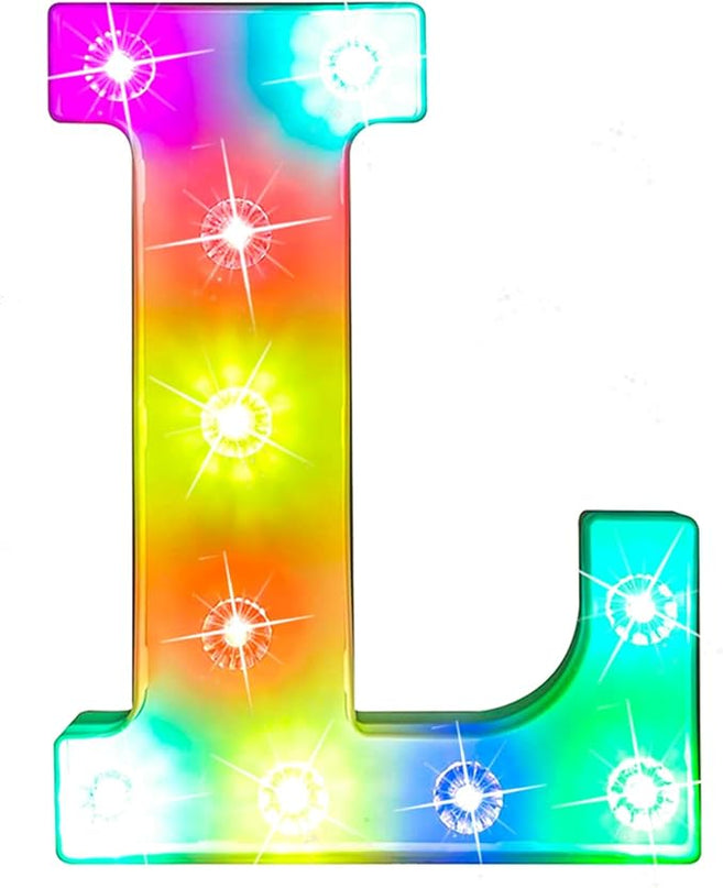 Light Up Letters Lights, 26 Alphabet Light Up Marquee Letters Sign, Light Up Letters Wedding/Birthday Party Night Light Home Bar Decoration-(Colorful L) - LeafyLoom