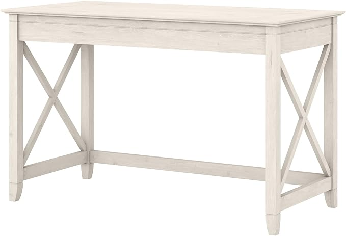 Bush Furniture Key West Writing Table for Home Office | Small Modern Farmhouse Desk, 48W, Linen White Oak - LeafyLoom