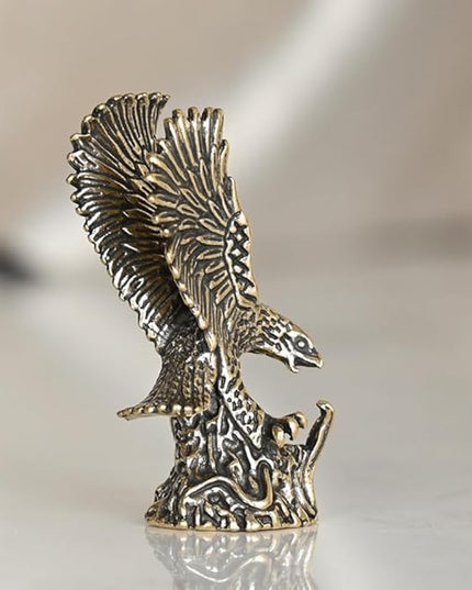 Vintage Solid Brass Eagle Figurine - Majestic Desk Decor for Collectors - Perfect Home or Office Accent(Eagle) - LeafyLoom