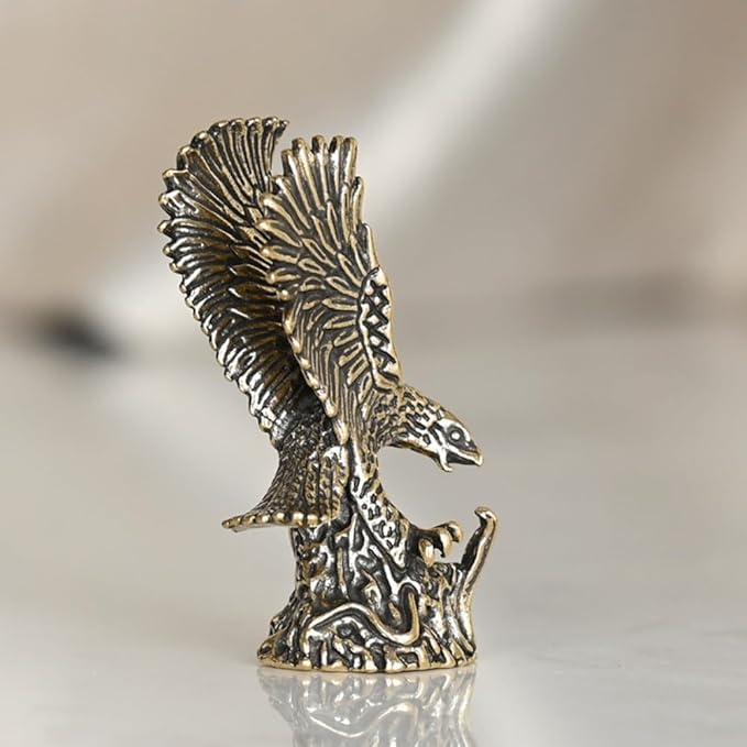 Vintage Solid Brass Eagle Figurine - Majestic Desk Decor for Collectors - Perfect Home or Office Accent(Eagle) - LeafyLoom