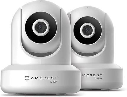 Amcrest Pack of 2, ProHD 1080P WiFi/Wireless IP Security Camera IP2M-841 Pan/Tilt, 2-Way Audio, Optional Cloud Recording, Full HD 1080P 2MP, Super Wide 90° Viewing Angle, Night Vision (White) Amcrest