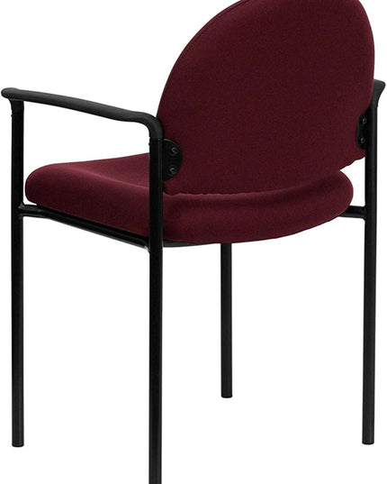 Flash Furniture Tiffany Comfort Burgundy Fabric Stackable Steel Side Reception Chair with Arms - LeafyLoom