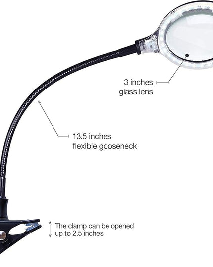 Brightech LightView Flex Magnifying Desk Lamp, 1.75X Light Magnifier, Adjustable Magnifying Glass with Light for Crafts, Reading, Close Work - LeafyLoom