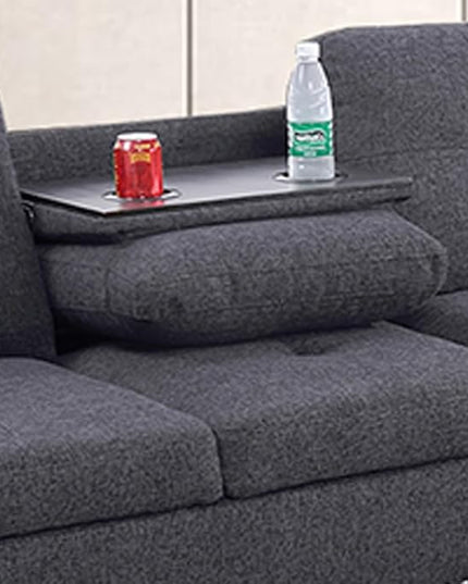 Modern Linen Living Room Furniture Set,L-Shaped Modular Upholstered 6 Seaters Sectional Sofa Couch W/2 Cup Holders & Storage Ottoman for Small Apartment, 1, Dark Gray-c - LeafyLoom