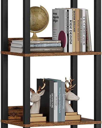 5-Tier Bookshelf with Anti-fall Baffle, Tall Bookcase for Books, Garage Kit, CDs, Movies, Industrial Standing Bookshelves Storage Organizer for Bedroom Office Living Room USSJ001F - LeafyLoom
