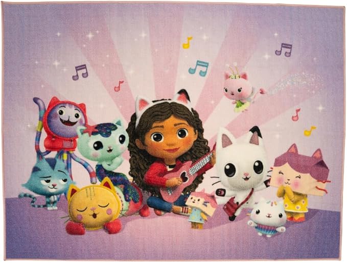 Franco DreamWorks Gabby's Dollhouse Kids Room Non Slip Area Rug, 69 in x 52 in, (Official Licensed Product) - LeafyLoom