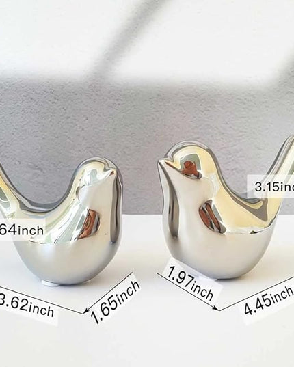 Cute Bedroom Decor Birds, Silver Cute Home Decor, Small Table Decor Items, Modern Silver Cute Decor for Living Room Shelf Bookshelf Table Top - LeafyLoom
