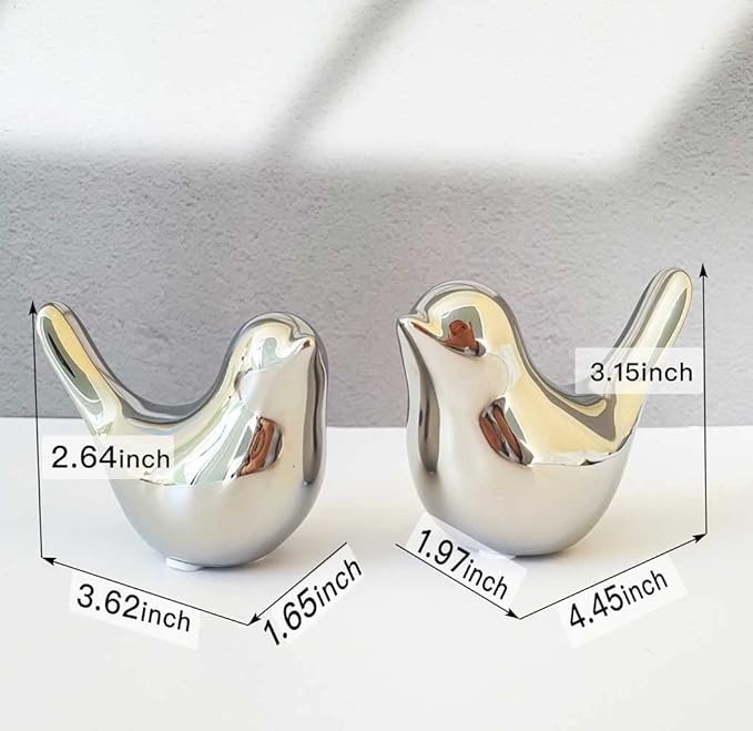 Cute Bedroom Decor Birds, Silver Cute Home Decor, Small Table Decor Items, Modern Silver Cute Decor for Living Room Shelf Bookshelf Table Top - LeafyLoom