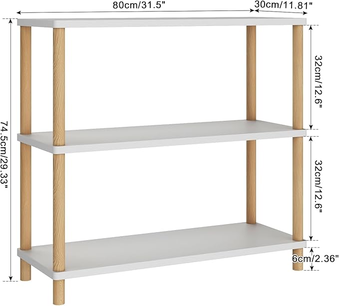 IBUYKE 3-Tier Wooden Open Bookcase - Modern Freestanding Bookshelf Storage Organizer,Standing Shelf Units,Multifunctional Display Stand for Bedroom, Living Room and Home Office,White WBC003W - LeafyLoom