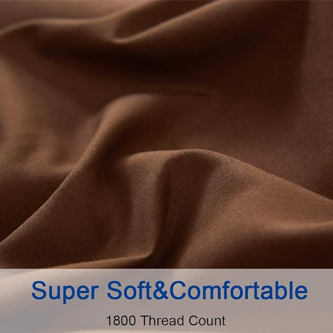 SONORO KATE Bed Sheet Set Super Soft Microfiber 1800 Thread Count Luxury Egyptian Sheets 18-Inch Deep Pocket Wrinkle -3 Piece(Twin XL Brown) - LeafyLoom