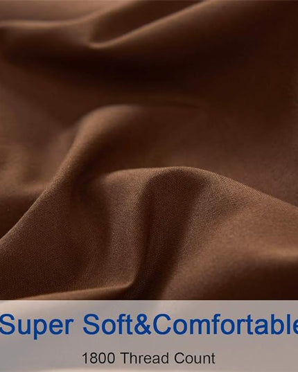 SONORO KATE Bed Sheet Set Super Soft Microfiber 1800 Thread Count Luxury Egyptian Sheets 18-Inch Deep Pocket Wrinkle-4 Piece(Full XL Brown) - LeafyLoom