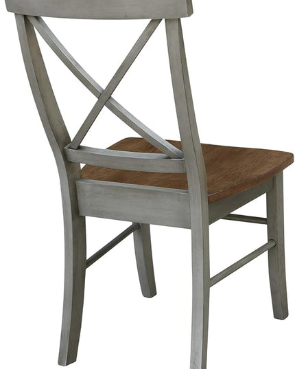 International Concepts X-Back, Set of 2 Chair, Distressed Hickory/Stone - LeafyLoom