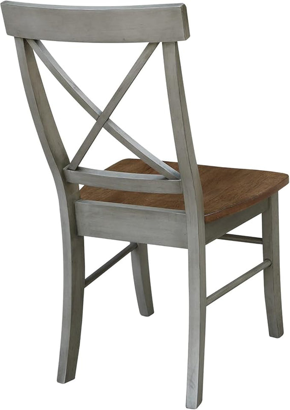 International Concepts X-Back, Set of 2 Chair, Distressed Hickory/Stone - LeafyLoom