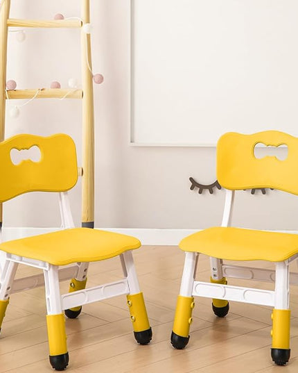 Adjustable Kid Chairs Indoor 3 Level Adjustable Suitable for Children Age 2-6. Maximum load-bearing 220LBS Suitable for Family Classroom and Nursery Child Seat Set (2-Pack) (Yellow(2 Chair)) - LeafyLoom