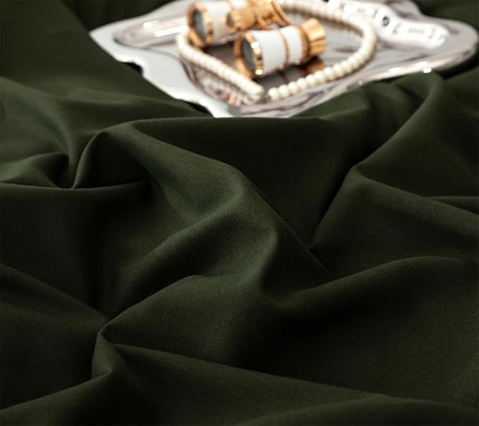 Army Green Comforter Cal King Dark Green Pom Green Comforter 3 PCs Soft Olive Green Boho Ball Pom Fringe California King Comforter Bedding Set Women Solid Dark Green Bed Comforter All Season - LeafyLoom