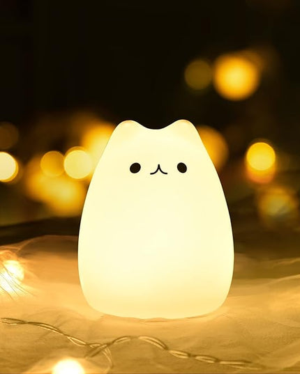 GoLine Cat Lamp Kids Night Light Gifts for 3 4 5 Year Old Girls Teen Girls,Kawaii Kitty Baby Nursery Lamp for Bedroom,AAA Battery Charge(Not Including) - LeafyLoom