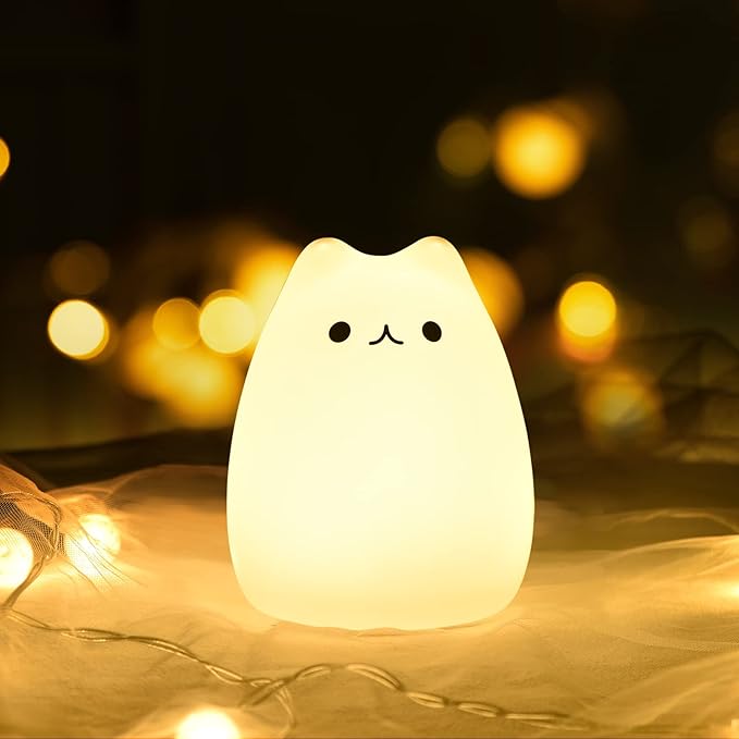 GoLine Cute Night Lights for Kids, Kawaii Decor Cat Lamp,Best Christmas Birthday Gifts for Girls Baby Women Wife (Mini Size) - LeafyLoom