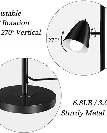 Qimh Tree Floor Lamp with 3 Light Bulbs, Standing Tall Pole Lamps for Living Room Bedroom Office, Reading Stand up Lamps with 3 Adjustable Arms, Black - LeafyLoom