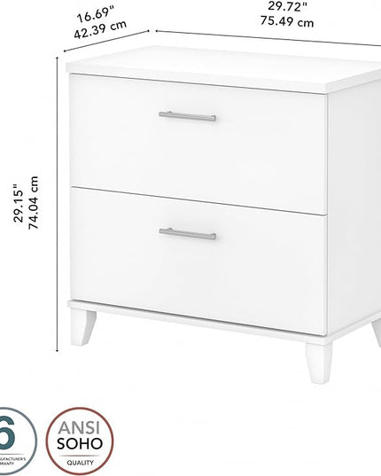 Bush WC81980 Somerset 2-Drawer Lateral File Cabinet, Letter/Legal, White, 30-Inch - LeafyLoom