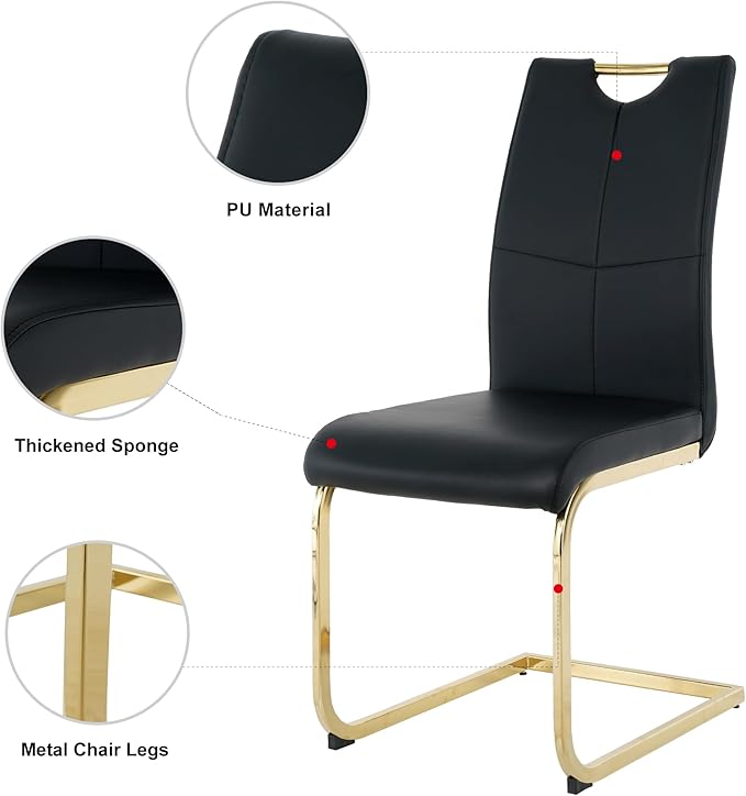 NicBex Haerin-SD-00371-LWJ Dining Chairs, 16.5"x17.9"x38.2", Black and Gold - LeafyLoom