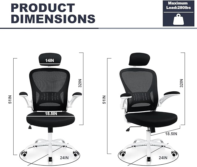 Office Chair Ergonomic Desk Chair Comfort Adjustable Height with Wheels，Lumbar Support Mesh Swivel Computer Home Office Study Task Chair Black (White, 8 Pack) - LeafyLoom