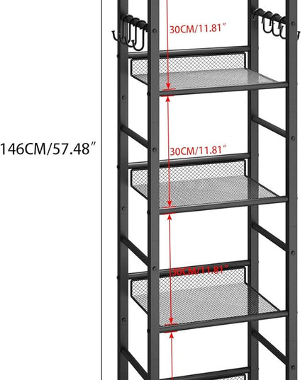 YMYNY 5 Tier Bookshelf, Freestanding Bookcase for Living Room, Bedroom, Home Office, Multi-Functional Storage Rack Organizer, Display Rack with Metal Frame, Rust Resistance, Black, UHBC055B - LeafyLoom