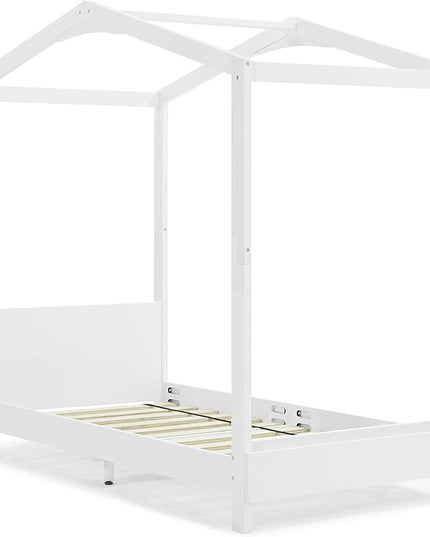 Delta Children Poppy House Wood Twin Bed, Platform Bed - No Box Spring Needed, Bianca White - LeafyLoom