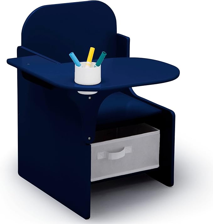Delta Children MySize Chair Desk with Storage Bin - Greenguard Gold Certified, Navy - LeafyLoom