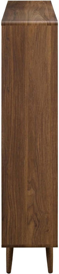 Modway Transmit Mid-Century Offset Cube Wood 7 tier Bookcase in Walnut - LeafyLoom