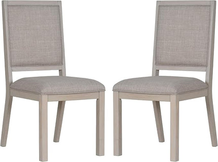 COLAMY Wooden Dining Chairs Set of 2, Mid Century Modern Upholstered Dining Chairs, 19 Inch Fabric Dining Room Chair with Back for Kitchen Dining Living Room Courtyard Waiting Leisure Area, Ivory - LeafyLoom