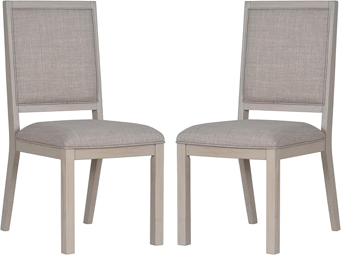 COLAMY Wooden Dining Chairs Set of 2, Mid Century Modern Upholstered Dining Chairs, 19 Inch Fabric Dining Room Chair with Back for Kitchen Dining Living Room Courtyard Waiting Leisure Area, Ivory - LeafyLoom