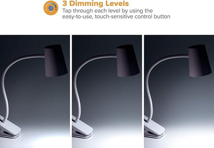 Bostitch Office Adjustable LED Clamp Light, Compact Design, Flexible Neck, Flicker Free, Suction Cups for Stable Installation, White (LED2103) - LeafyLoom