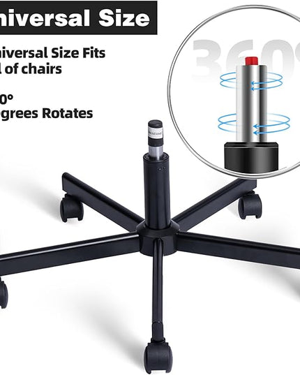 Purgreen Home Office Swivel Chair Base – Durable, Steady and Easy Installation – Perfect for Criss Cross and Cross Legged Chairs with Replacement Casters (Blcak, Gas Lift+Base+Wheel) - LeafyLoom