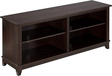 ROCKPOINT 58inch TV Stand Media Console for TV’s up to 65 Inches, Home Living Room Storage Console, Entertainment Center with 4 Open Storage Shelves, Modern TV Console Table (Mahogany Brown) - LeafyLoom
