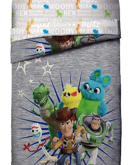 Jay Franco Disney Pixar Story 4 All The Twin/Full Comforter & Sham Set - Super Soft Kids Reversible Bedding Features Woody & Buzz Lightyear - Fade Resistant Microfiber(Official Disney Pixar Product) - LeafyLoom