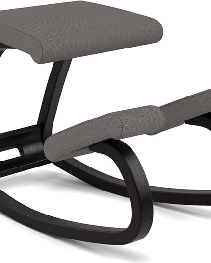 Varier Variable Balans Original Kneeling Chair Designed by Peter Opsvik (Dark Grey Revive Fabric with Black Ash Base) - LeafyLoom