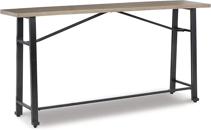 Signature Design by Ashley Lesterton Rustic Narrow Long Counter Table for Living Room and Hallway, Light Brown & Black - LeafyLoom