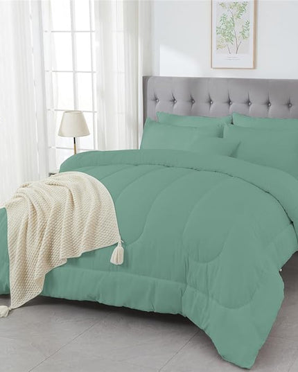 3 Piece Solid Color All Season Bedding Comforter Set Microfiber Soft Lightweight Bedding Set for Kids Teens Adults Room Decor with 1 Comforter and 2 Pillowcases Full - LeafyLoom