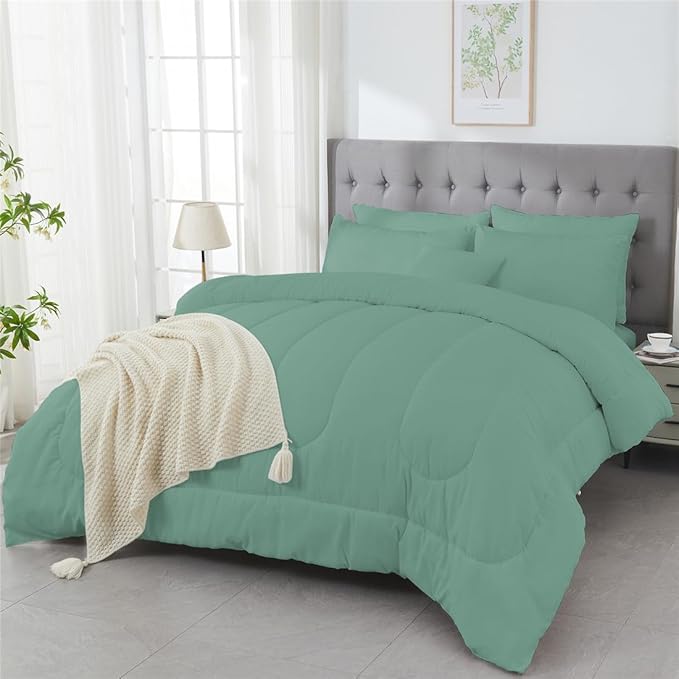 3 Piece Solid Color All Season Bedding Comforter Set Microfiber Soft Lightweight Bedding Set for Kids Teens Adults Room Decor with 1 Comforter and 2 Pillowcases Full - LeafyLoom