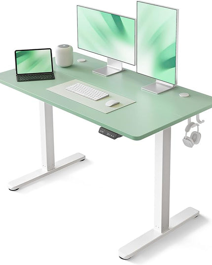 FEZIBO Electric Standing Desk, 48 x 24 Inches Height Adjustable Stand up Desk, Sit Stand Home Office Desk, Computer Desk, Green - LeafyLoom