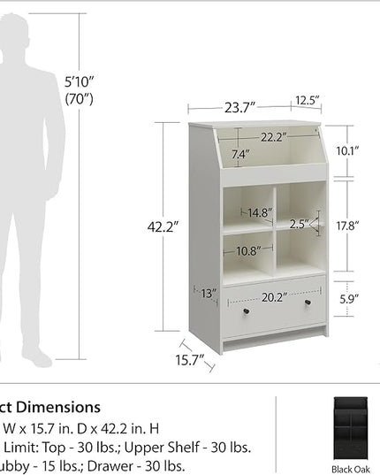 Ameriwood Home The Loft 1 Drawer Storage Tower, White - LeafyLoom