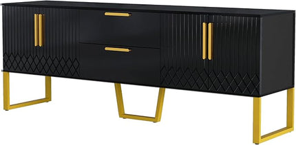 NicBex TV Stand for 75 Inch TV Modern TV Media Console Table with Metal Legs Drawers and Cabinets,Entertainment Center with Storage for Living Room,Bedroom,66.9 Inch,Black - LeafyLoom