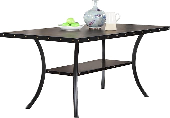 NicBex 66Inch Rectangular Dining Table,Minimalist Kitchen Table with Rubber Wood MDF Tabletop and Storage Shelve for 6 to 8,Large Dining Room Table for Kitchen,Dining Room and Living Room,Natural Wood - LeafyLoom