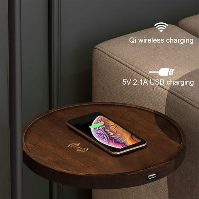 Hsyile KU300244 with USB Charging Ports Modern Reading Contemporary Modern Creative Floor Lamp for Living Room Bedroom Office - E26 Bulb Included - with a Table - LeafyLoom